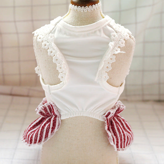 Red Strawberry Elegant Dress Beautiful Princess Dress for Pets Party Wear-1