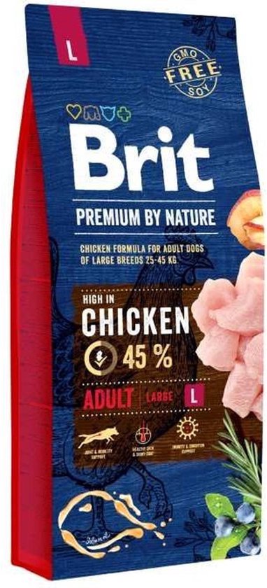 Brit Premium Adult Large Kip met Maïs 15 kg