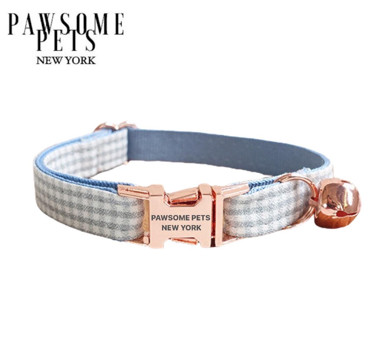 SMALL SIZE DOG & CAT COLLAR - BLUE GREY STRIPE-0