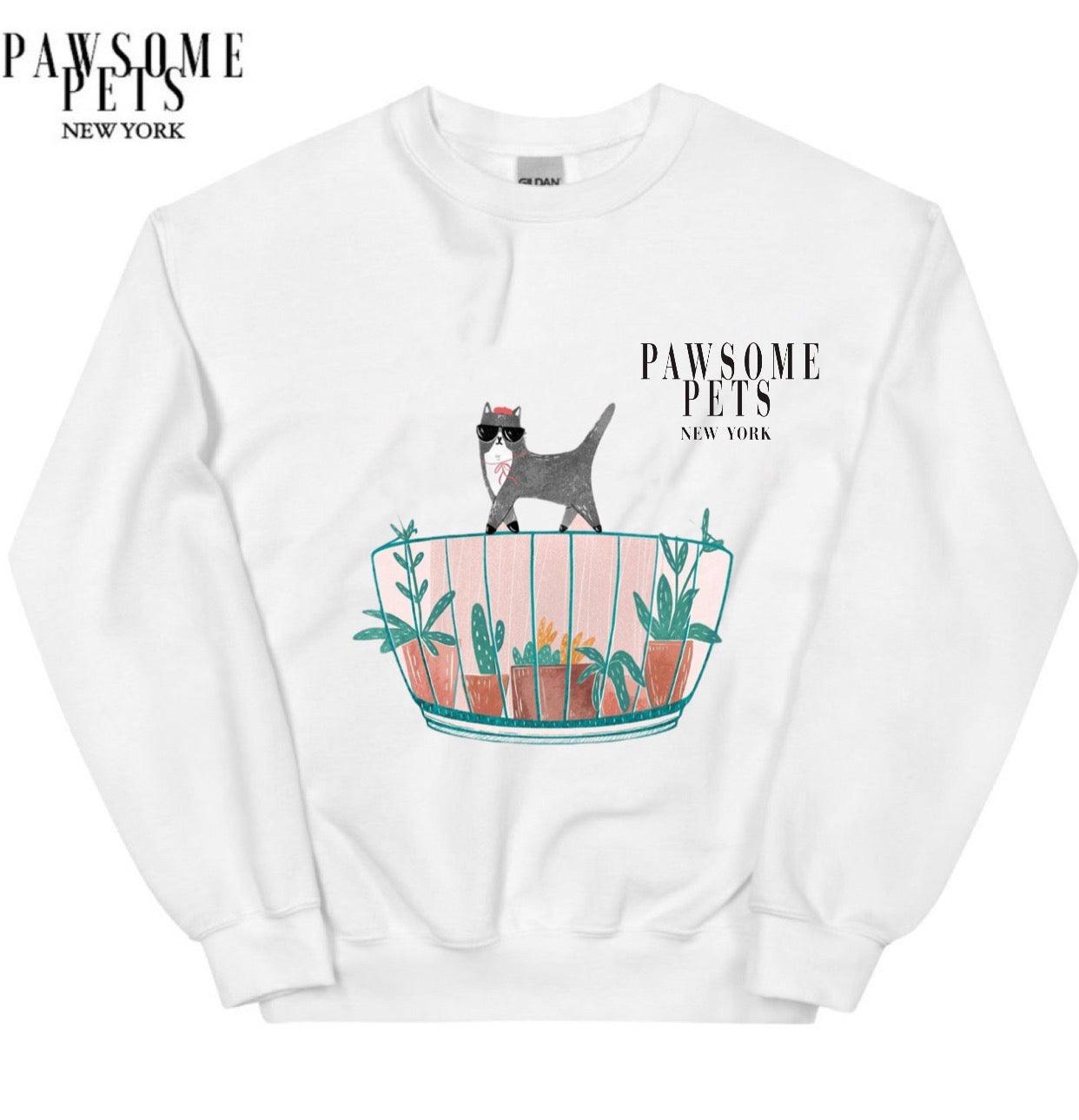 SWEATSHIRT - CAT WITH PLANTS-0