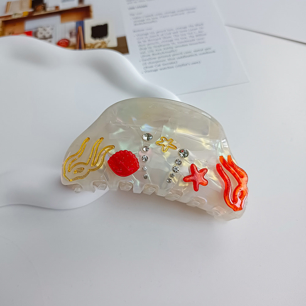 PAWSOME PETS NEW YORK Hand-painted OCEAN VIBES Claw Hair Clip #4 | Eco-Friendly-0