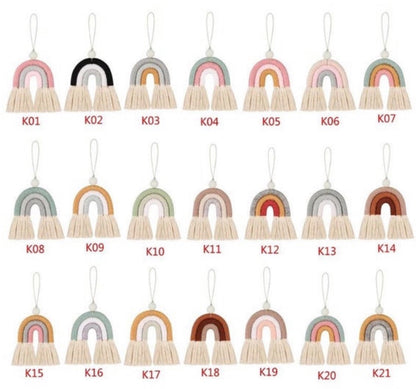 Handmade Macrame Mini Rainbow | Purse Charm | Dog Leash Decor | Keychain | Key ring | Zipper charm-3