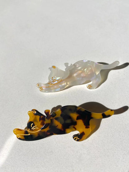 PAWSOME PETS NEW YORK Hand-painted Stretching Cat Hair Clip all colors | Eco-Friendly-2