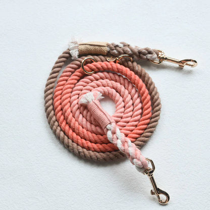 HANDS FREE DOG ROPE LEASH - PEACH AND BROWN-0